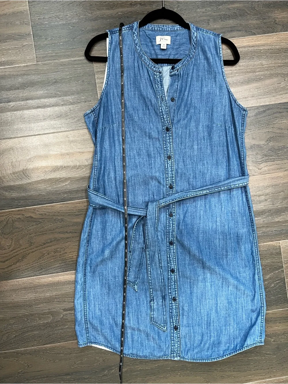 J.Crew Blue Denim Sleeveless Shirt Dress with Tie Waist | Size M